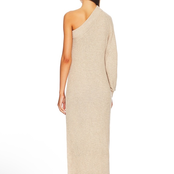 Feride One Shoulder Midi Dress in Oatmeal - Picture 3 of 6